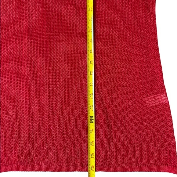 J. Jill Red Open Weave Lightweight Sheer 3/4 Length Sleeve Pullover Size Large - Picture 9 of 9